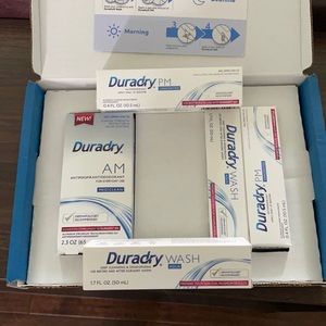 Duradry system plus a PM lotion and wash.